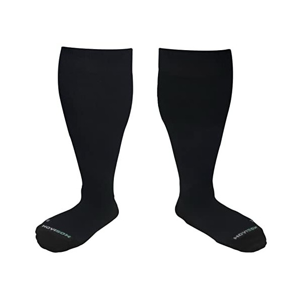 HOYISOX Plus Size Compression Socks 20-30 mmHg for Men and Women, Wide Calf Extra Large 4X, Comfortable Cotton Black, 4X-Lar