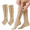 AYNKH chaussettes de compression surdimensionnées 20 - 30 mm Hg avec fermeture à glissière, chaussettes de soutien des orteil