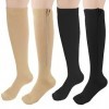 DIVINA VITAE 2 Paires Chaussettes de Compression à Glissière pour Femmes et Hommes 15-20 mmHg Chaussettes de Compression à Bo