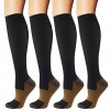 Lot de 4 paires de chaussettes de compression en cuivre pour homme et femme 15-20 mmHg médicales graduées pour le sport, la c