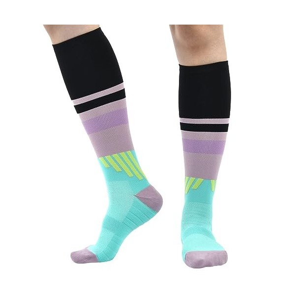 cheap4uk 2 Paires Chaussettes De Contention Femme Homme 15~20mmhg Courir Rouler Femme Enceinte Chaussettes De Compression FR