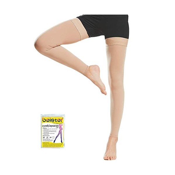 beister 20-30mmhg Bas De Contention Femme & Homme, Chaussettes De Compression Longues Classe 2 Medicale Sans Pied Soutien Gra