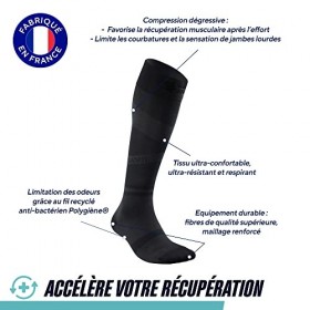Thuasne - Chaussettes Longues de Récupération UP RECOVERY - Compression Dégressive de la Cheville vers le Mollet - Fabriquées