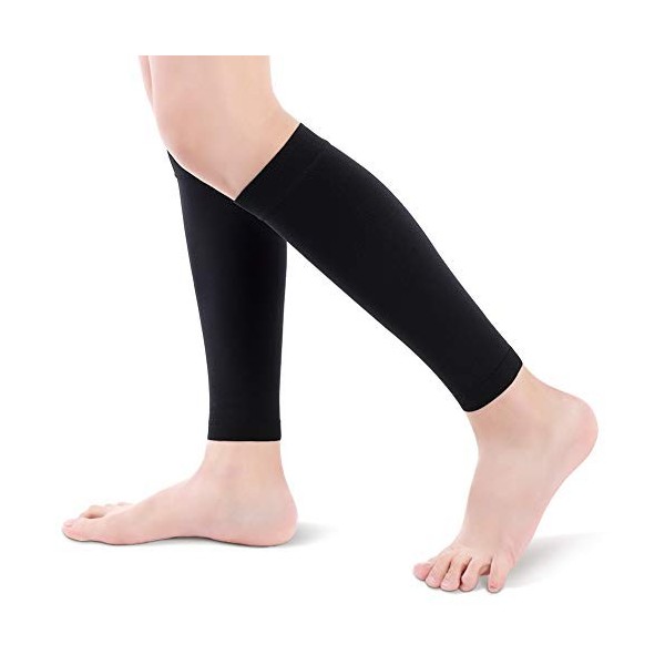 Chaussettes de Compression Mollet, Chaussette de Contention sans Pieds pour Hommes et Femmes, 20-30mmHg Manchon de Compressio