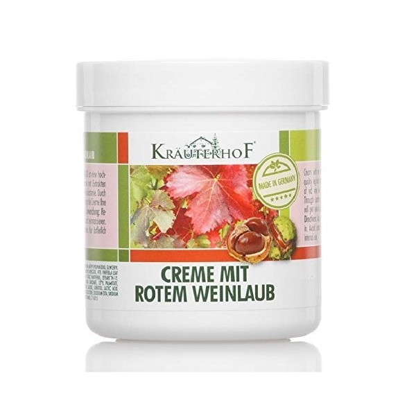 Crème pieds Krauterhof pour varices à base de marrons et de feuilles de vigne rouge