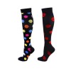 Cheeroyal Lot de 2 paires de chaussettes de compression 20-30 mmHg pour hommes et femmes moyen, Couleur noire à motifs 39 + 