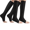 2 Paires de Chaussettes de Compression à Fermeture Eclair 15-20 mmHg-Genou haut bout Ouvert Varices Bonneterie pour œdème, Go