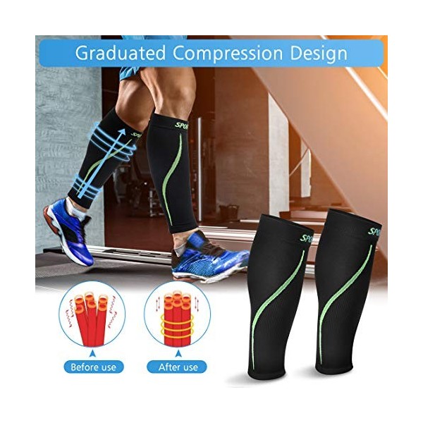 DOACT Manchons de compression pour mollet pour homme et femme 20-30 mm Hg , chaussettes de compression pour la course, les a