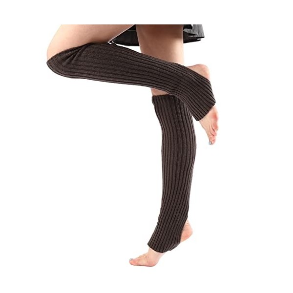 ZYSWCHB Couvre-Jambes de Danse de Yoga Chaussettes de Pied de Ballet de Protection Thermique en Laine tricotée Color : Dark 