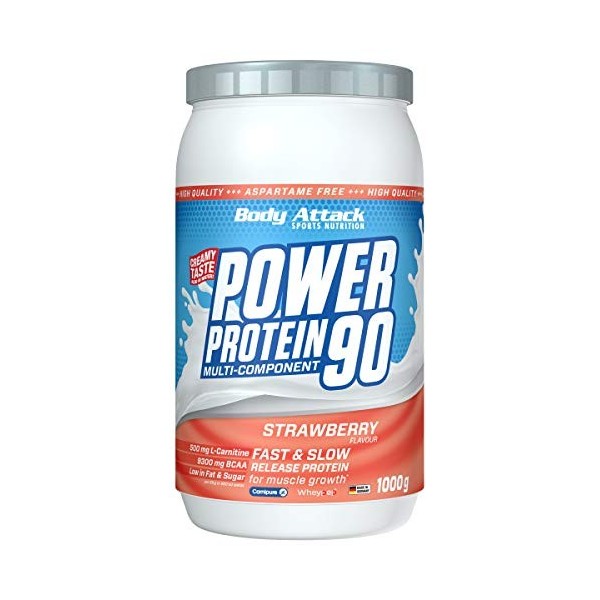 Body Attack Power Protein 90, 5K protein powder de whey protéine, L-Carnitine et BCAA pour la croissance musculaire et le fit