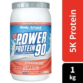 Body Attack Power Protein 90, 5K protein powder de whey protéine, L-Carnitine et BCAA pour la croissance musculaire et le fit