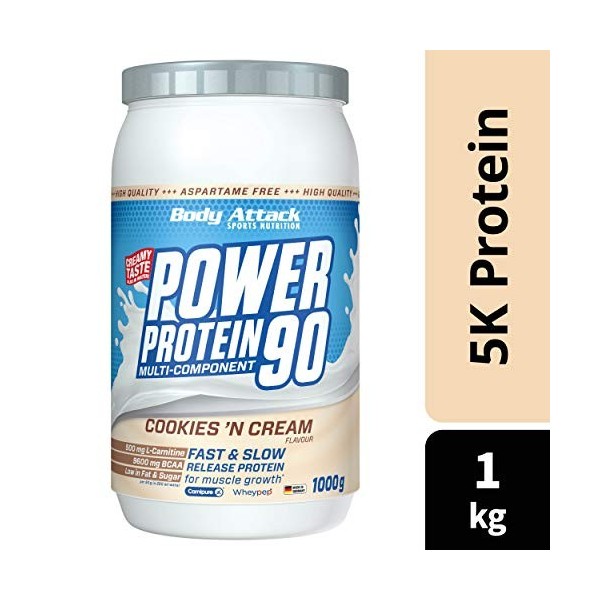 Body Attack Power Protein 90 Complément pour Sportif Cookies/Cream 1 kg