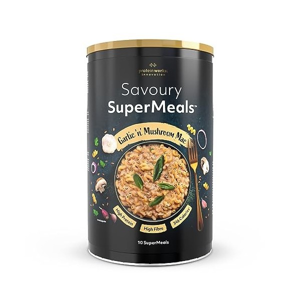 Protein Works - Savoury SuperMeals, Nutritionally Balanced, 26 Vitamins and Minerals, Garlic n Mushroom Mac, 10 Meals