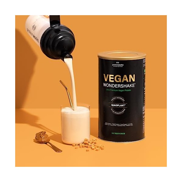 Protein Works - Vegan Wondershake | Shake Protéiné Vegan | 21g Protéines | Super Doux, Goût Étonnant | Choc Caramel Biscuit |