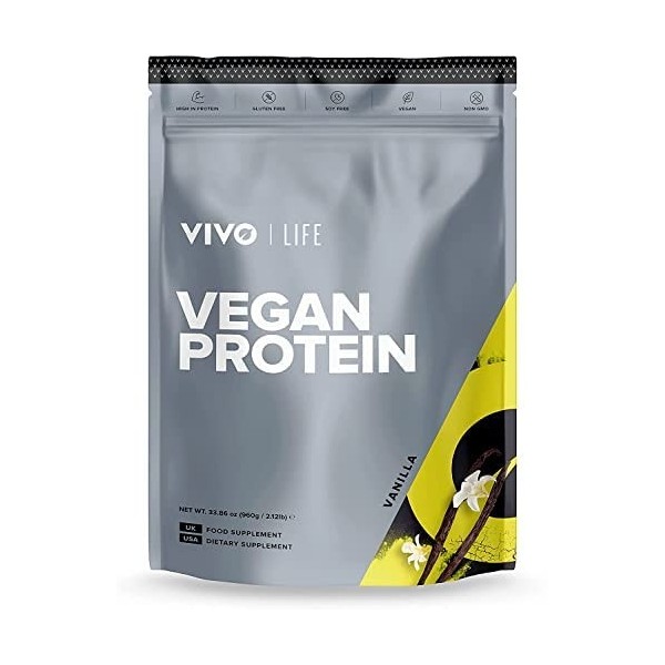 Vivo Life Vegan Protein Powder - 21 grammes de protéines végétales par portion, 30 portions 900g - Avec du sel de lHimalay