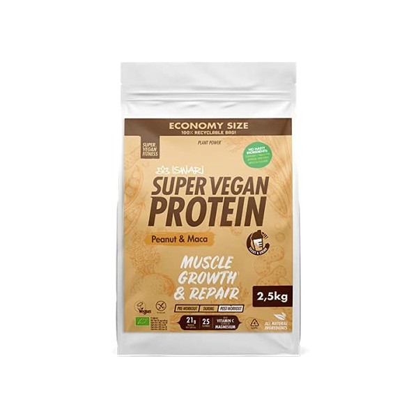 Super Vegan Protein Cacahuètes et Maca Iswari 2,5kg 