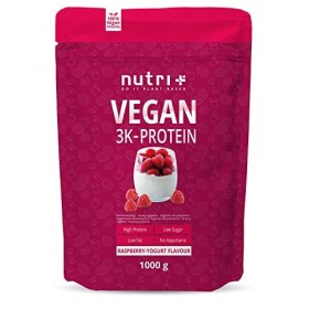 Yaourt végétal à la framboise VEGAN PROTEIN - 79,1% de protéines - 3k poudre de protéines sans lactose - Faible teneur en suc