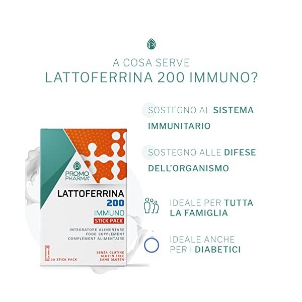 Lattoferrina 200 Immuno - Intégrateur Alimental - Soutien au système Immunitaire et aux défenses de lOrganisme, Idéal pour t