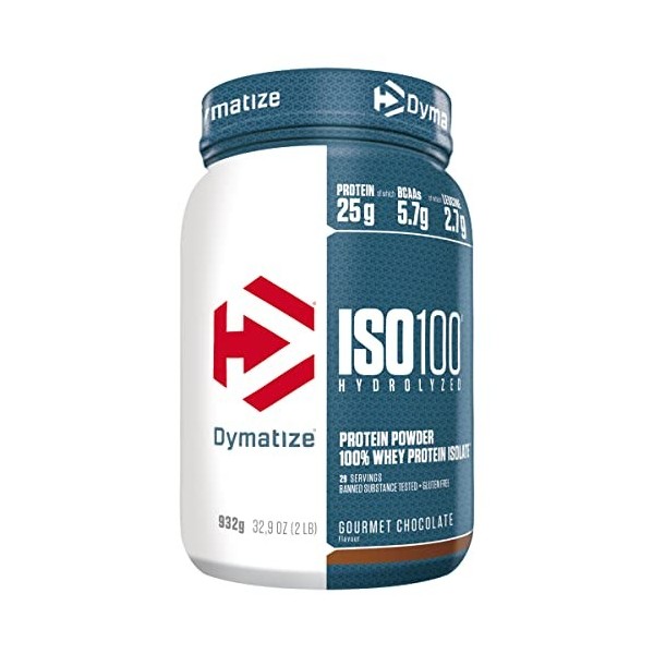 Dymatize ISO 100 Hydrolyzed Gourmet Chocolate 932g - Hydrolysat de Protéines de Whey + Poudre dIsolat