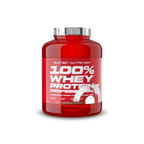 Scitec Nutrition 100% Whey Protein Professional avec des acides-aminés clés et des enzymes digestives, sans gluten, 2.35 kg, 