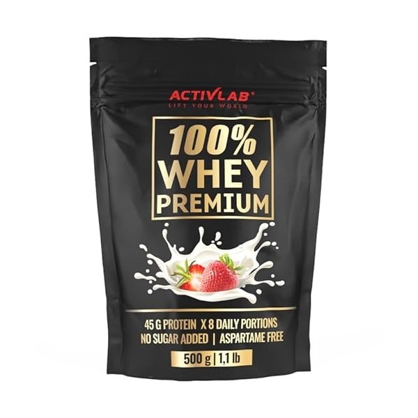 Activlab 100% Whey Premium, 500g, 16 portions x 23G Protéines en poudre | 6.9 G BCAAs | Construction et régénération musculai