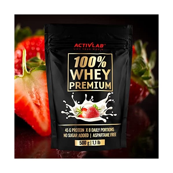 Activlab 100% Whey Premium, 500g, 16 portions x 23G Protéines en poudre | 6.9 G BCAAs | Construction et régénération musculai