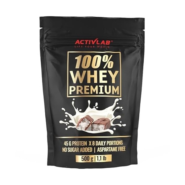 Activlab 100% Whey Premium, 500g, 16 portions x 23G Protéines en poudre | 6.9 G BCAA, musculaire et régénération | Glutamine 