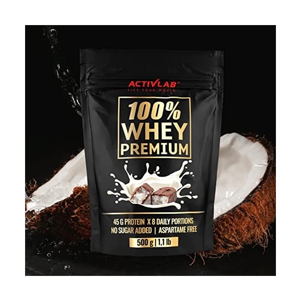 Activlab 100% Whey Premium, 500g, 16 portions x 23G Protéines en poudre | 6.9 G BCAA, musculaire et régénération | Glutamine 