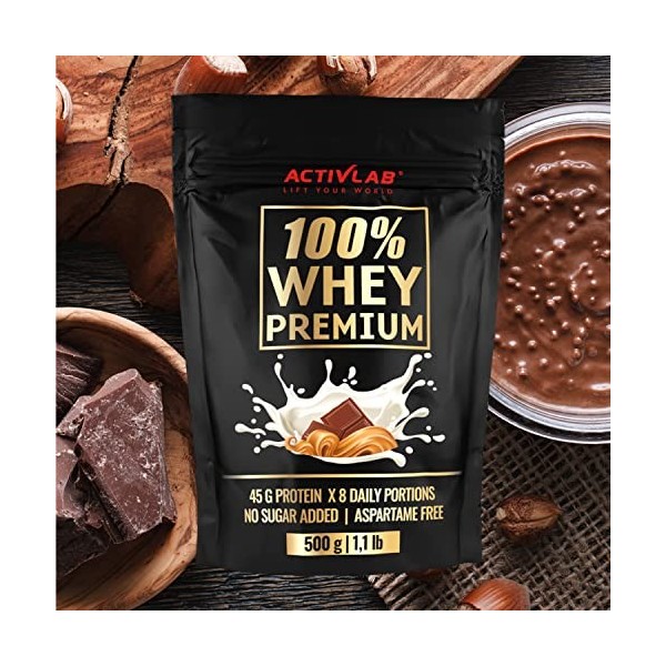 Activlab 100% Whey Premium, 500g, 16 portions x 23G Protéines en poudre, 6,9G BCAA,régénération, Glutamine, Faible teneur en 