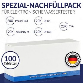 EW24 Special Refill Pack pour photomètre PoolLab1.0 avec 100 comprimés de test 20 comprimés DPD1,20 comprimés Phenol Red 20