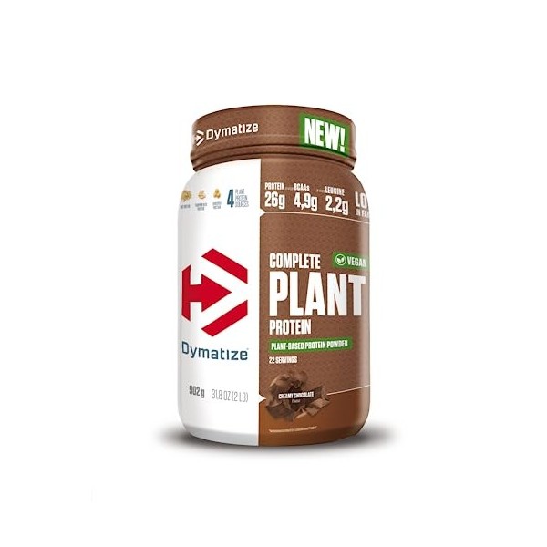 Dymatize Complete Plant Protein Creamy Chocolate 902g - poudre de protéines à base de plantes + profil complet dacides aminé