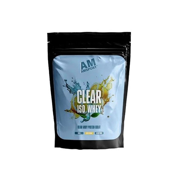 AMSPORT® Clear Whey Isolate – Thé glacé à la pêche – légèrement soluble – Shake protéiné à base deau – Fabriqué en Allemagne