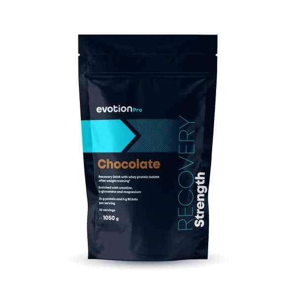 EVOTION PRO - Whey Protein Mix - Whey Protein pour Athlètes - Boisson en Poudre -1020 G Recovery Chocolat 