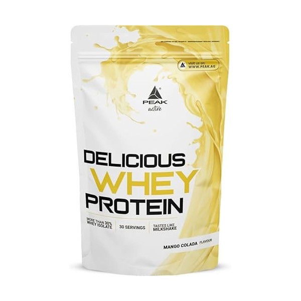 PEAK Delicious Whey Protein - 900g Goût Vanilla Pistachio I Milkshake I 30 portions I poudre I sans sucre ajouté I riche en B