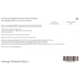 Healthy Origins, Natural Eggshell Membrane Membrane de Coquille dœuf , 500mg, 120 Capsules, Testé en Laboratoire, Sans Glut