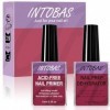 INTOBAS Primer Vernis Semi Permanent avec Déshydrateur Ongle Gel UV, Acrylic Nail Acid Free Nail Primer Pro Bond Nail Prep Na