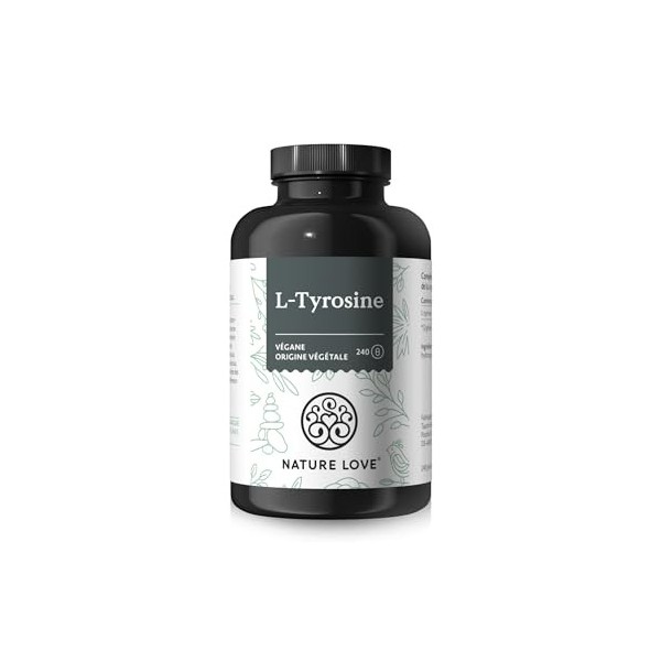 L-Tyrosine végane 240 gélules - hautement dosé à 1 000 mg par dose journalière - pour 4 mois - obtenu par fermentation, con