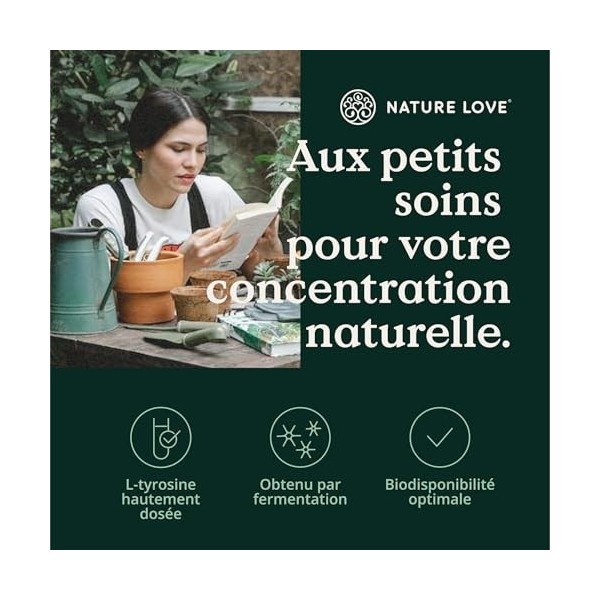 L-Tyrosine végane 240 gélules - hautement dosé à 1 000 mg par dose journalière - pour 4 mois - obtenu par fermentation, con