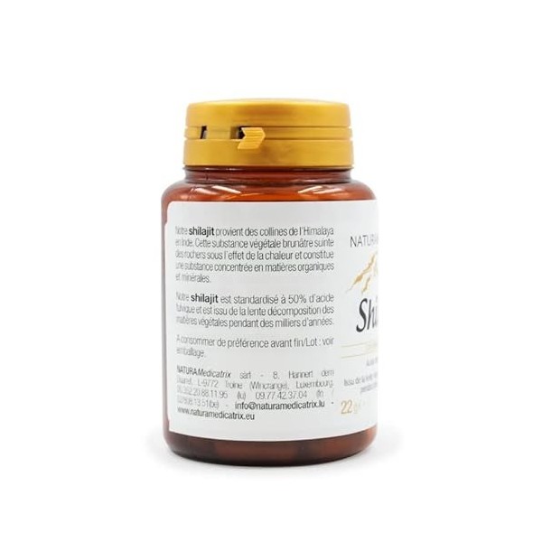 Shilajit - 600 mg de Shilajit standardisé à 50% dacide fulvique 300 mg/2 gélules 