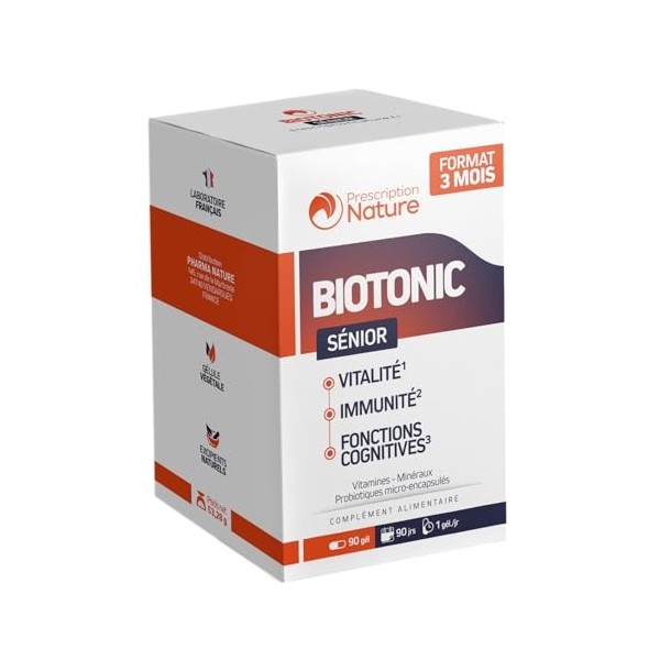 Prescription Nature - BIOTONIC SENIOR - Complément Alimentaire - Fatigue, Système Nerveux, Fonctions Cognitives - Vitamines A