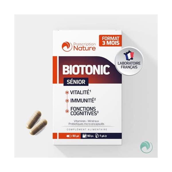 Prescription Nature - BIOTONIC SENIOR - Complément Alimentaire - Fatigue, Système Nerveux, Fonctions Cognitives - Vitamines A