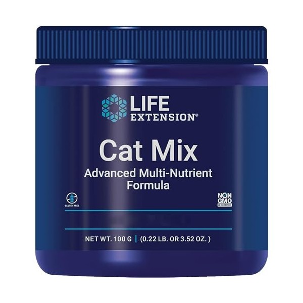 Life Extension, Cat Mix, Poudre Multivitaminée pour Chats, 100g, Testé en Laboratoire, sans Gluten, sans Soja, sans OGM