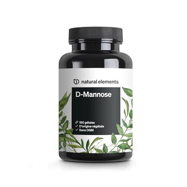 D-Mannose – 180 gélules – 1800mg de D-mannose par dose journalière – végane, dosage optimal, sans additifs indésirables – pro