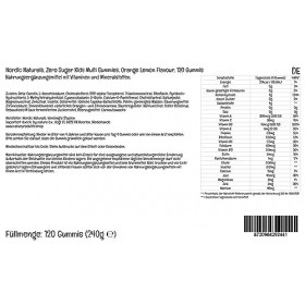 Nordic Naturals, Zero Sugar Kids Multi Gummies, Gommes Multivitaminées pour Enfants, Goût dOrange et Citron, 120 Gommes, Tes