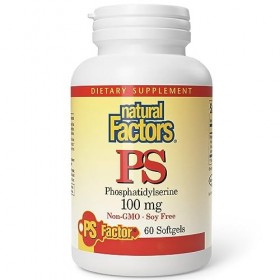Natural Factors, PS Phosphatidylserin, 100mg, à Partir de Lécithine de Tournesol, 60 Capsules molles, Testé en Laboratoire, S