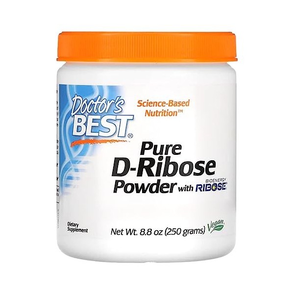 Doctors Best, D-Ribose Powder, 250g de Poudre végétalienne, Haute Dosé, Testé en Laboratoire, Sans Gluten, Sans Soja, Végéta