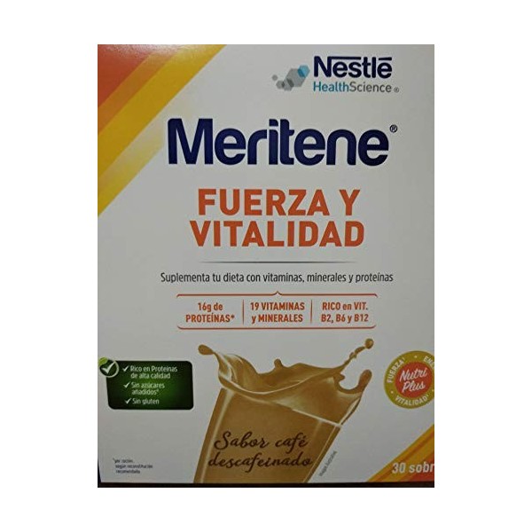 MERITENE Café Descafeinado Fuerza y Vitalidad Batido 30 sobres