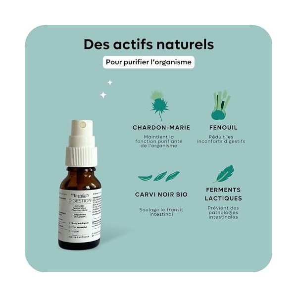 Spray Digestion | 15ml | 20 jours | Complément Alimentaire Menthe | Action Rapide | Phytothérapie Plantes Vitamines | Carvi N