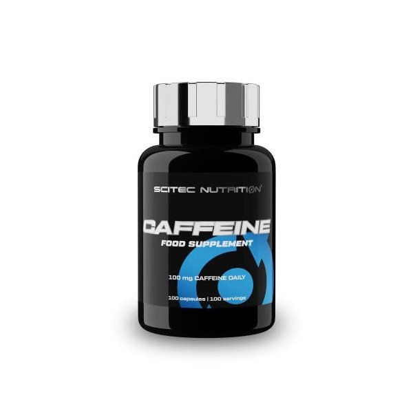 Scitec Nutrition Caffeine, Caféine anhydre contenant des Capsules de Complément Alimentaire, 100 Capsules