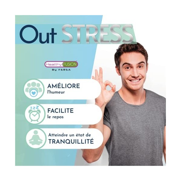 OUT STRESS Capsule HEALTHY FUSION | Relaxant naturel | Tryptophane avec Passiflore et Vitamines B6 B3 et B1 | Calme les nerfs